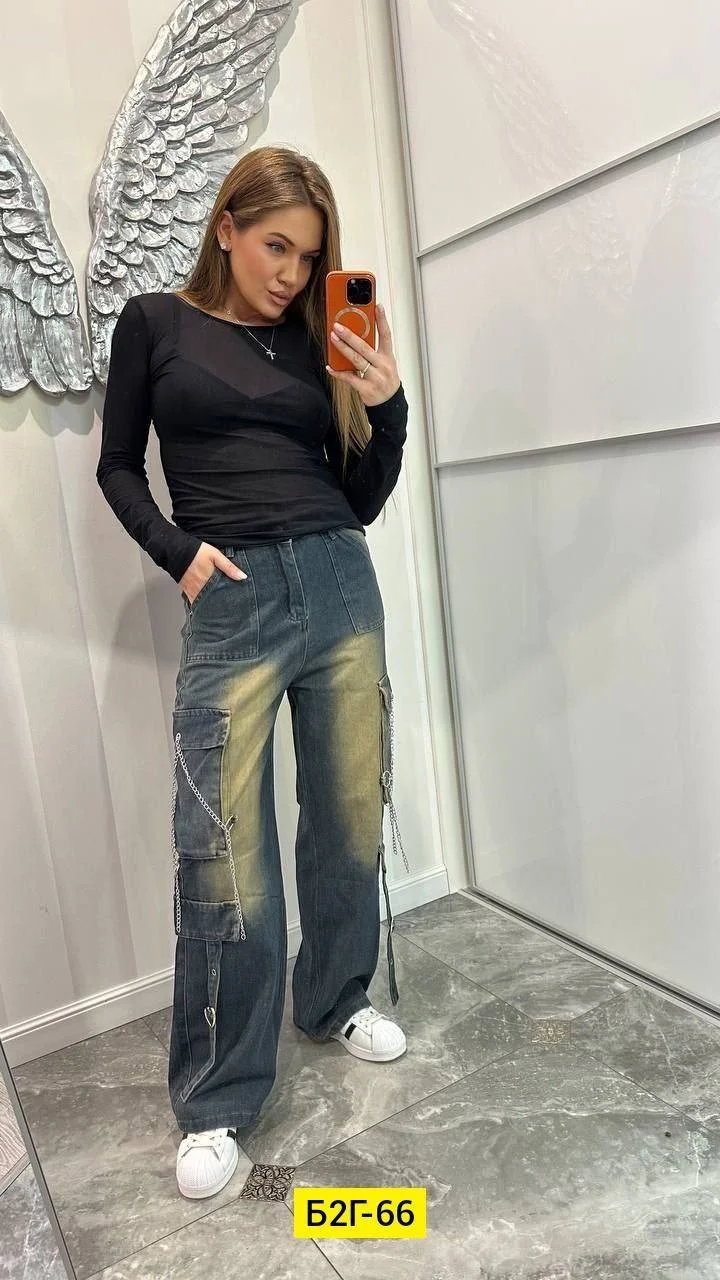 Продам джинсы карго с прямым кроем по всем вопросам обращайтесь! - Женская одежда (Одежда) в Люберцы