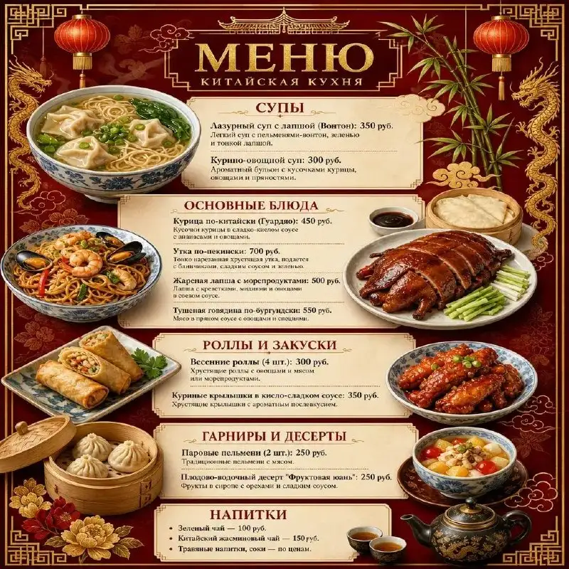 Создание меню с помощью ИИ - Дизайн меню (Услуги) в Уфа