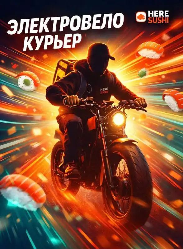 Вакансия электровело-курьера в сети суши-баров 'HERE SUSHI'