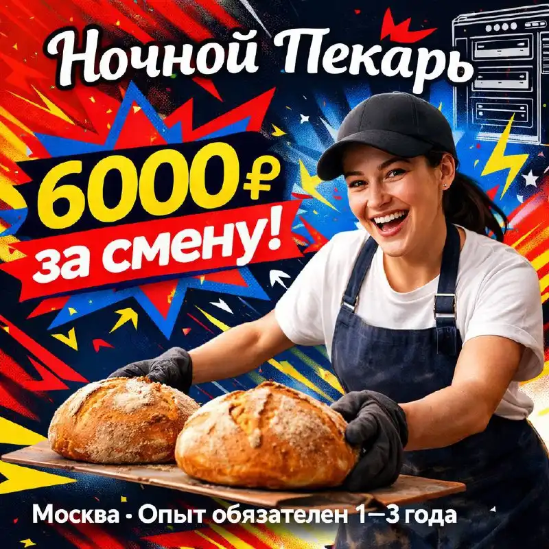 Вакансия ночного пекаря в ресторане/кафе - Работа в Москва