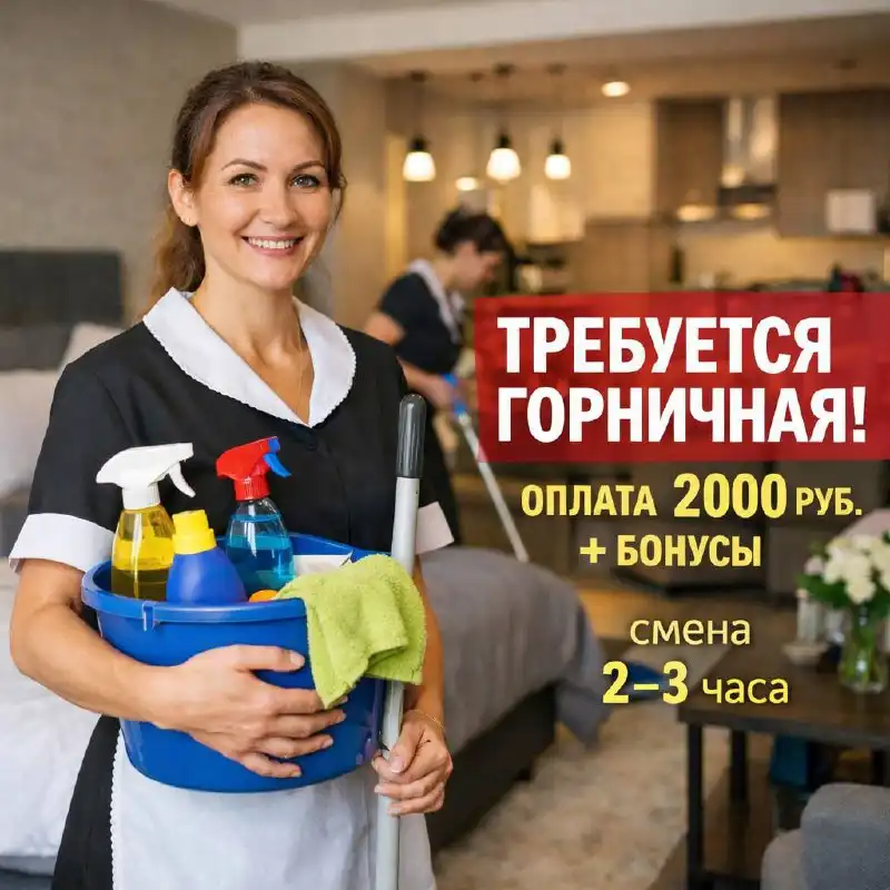 Услуги горничной для посуточной аренды 2-комнатных квартир - Клининг (Услуги) в Москва
