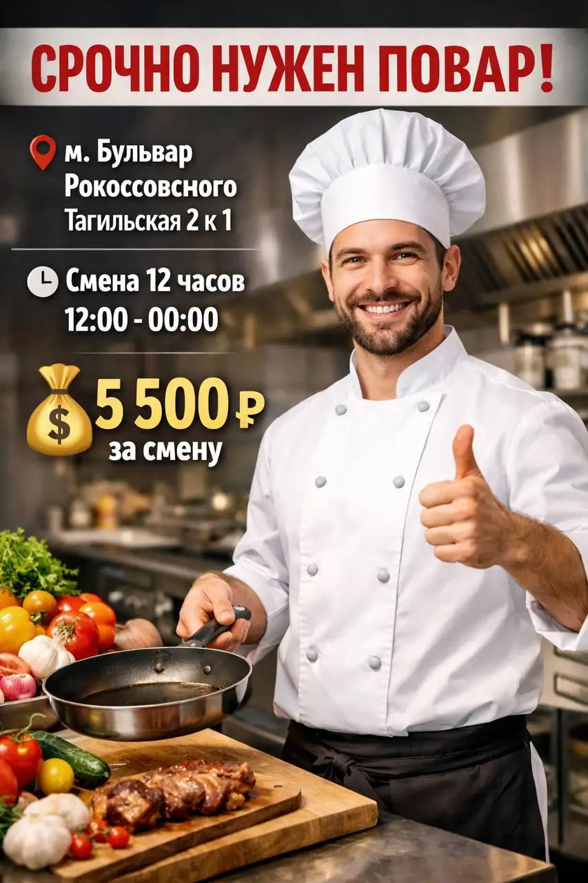 Вакансия повара в Москве - Повар (Работа) в Москва