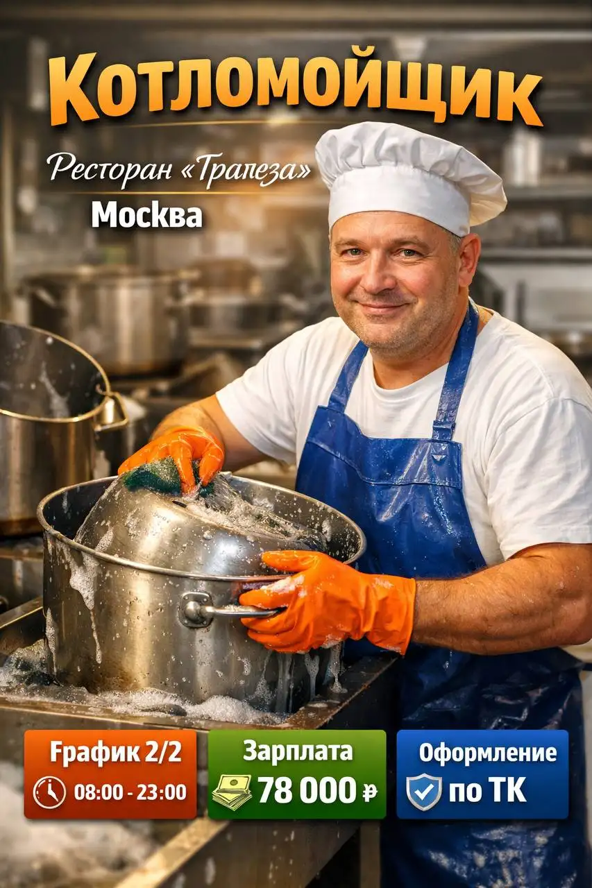Вакансия котломойщика в ресторане Трапеза - Работа в Москва
