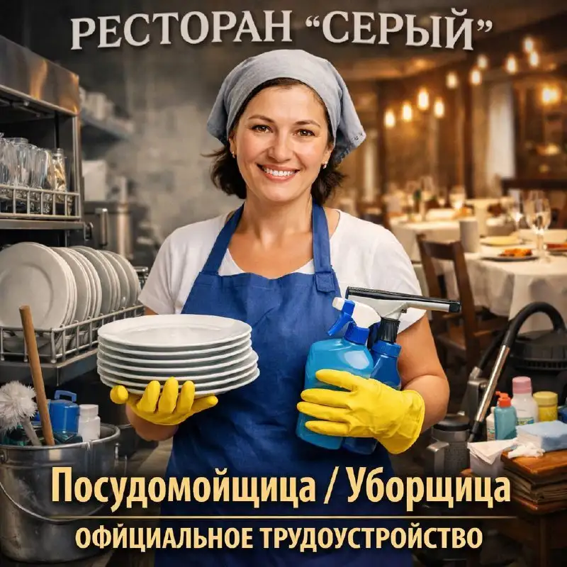 Вакансия посудомойщицы/уборщицы в ресторане - Клининг и бытовые услуги (Работа) в Москва
