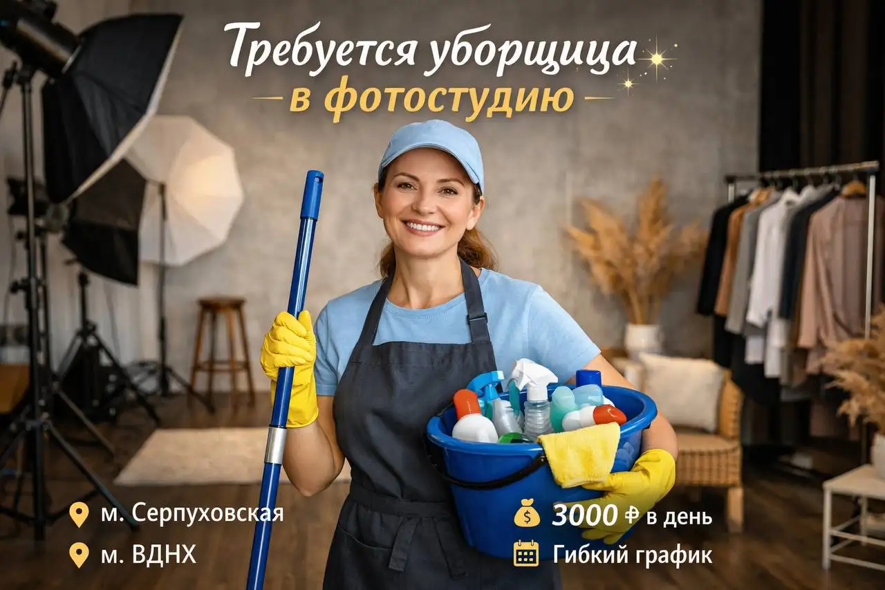Уборщица в фотостудии - Клининг (Работа) в Москва