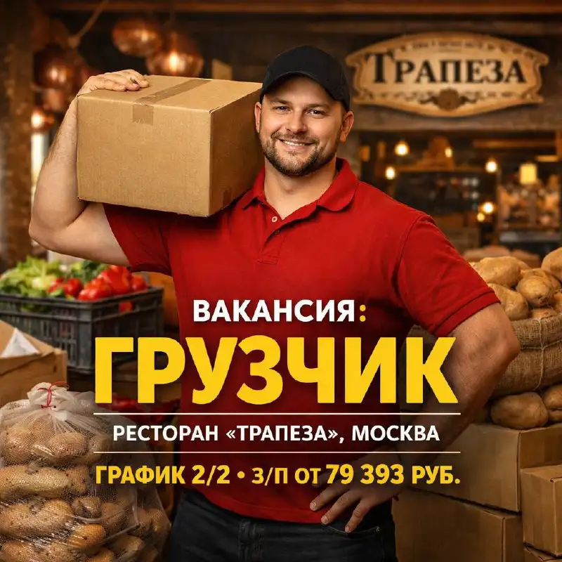 Вакансия грузчика в ресторане Трапеза - Грузчик (Работа) в Москва