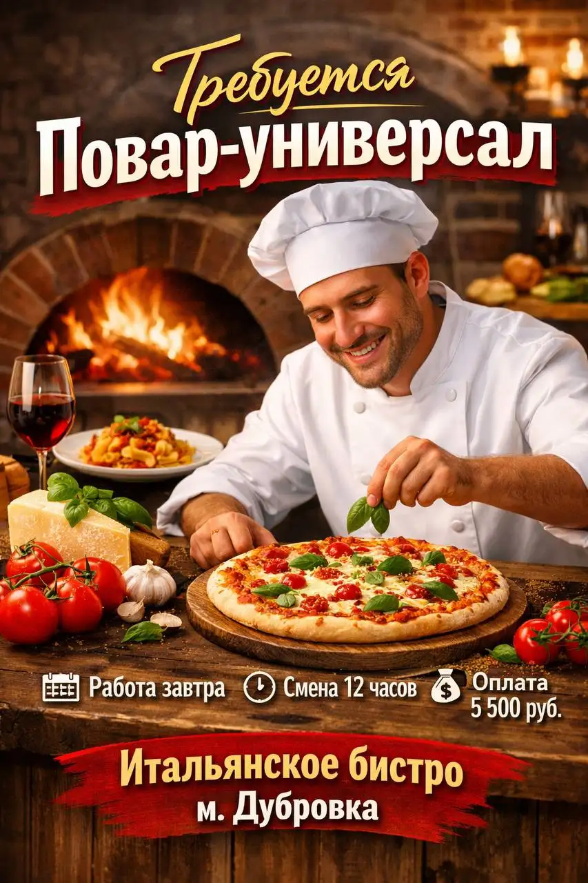 Повар-универсал на подработку в итальянское бистро - Повар, кухня (Работа) в Москва