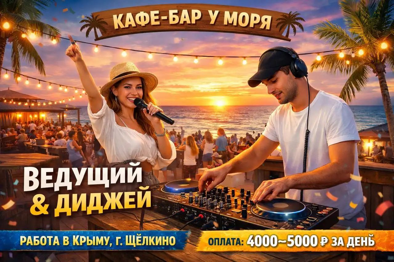 Ведущий и диджей для кафе-бара у моря в Щёлкино - Творческие профессии (Работа) в Щёлкино