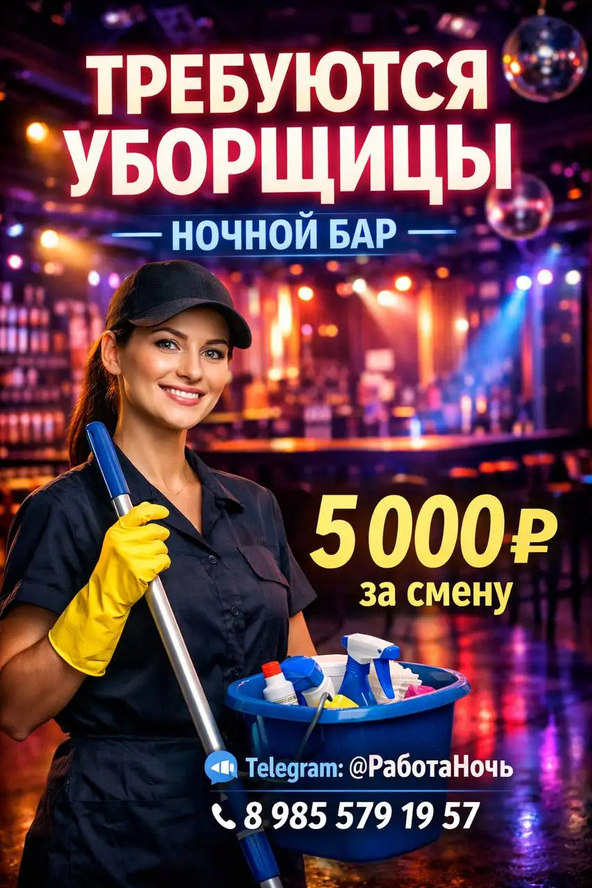 Вакансия уборщицы в ночном баре - Уборщица (Работа) в Москва