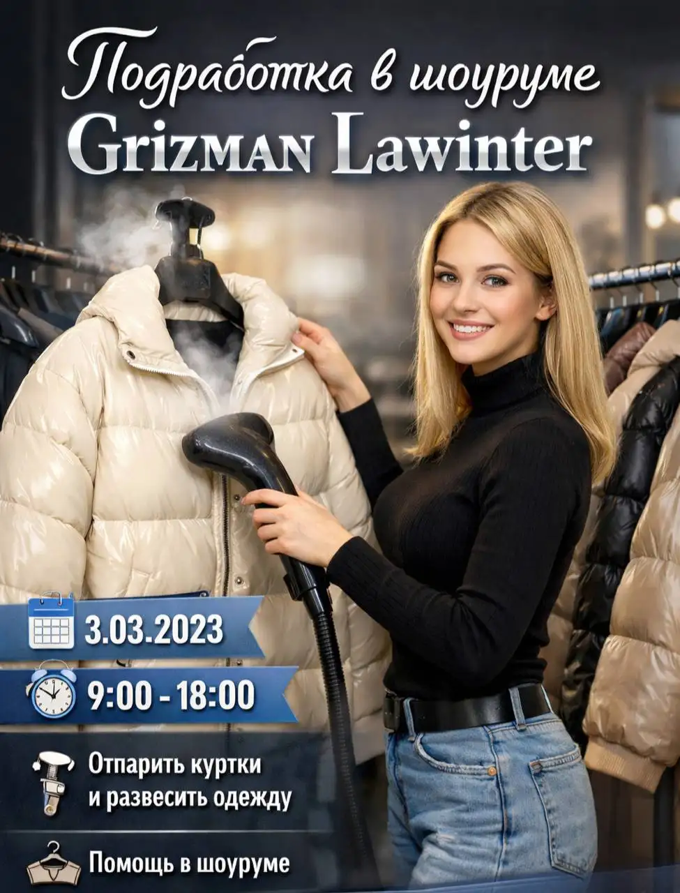 Подработка в шоуруме Grizman Lawinter - Розничная торговля (Работа) в Москва