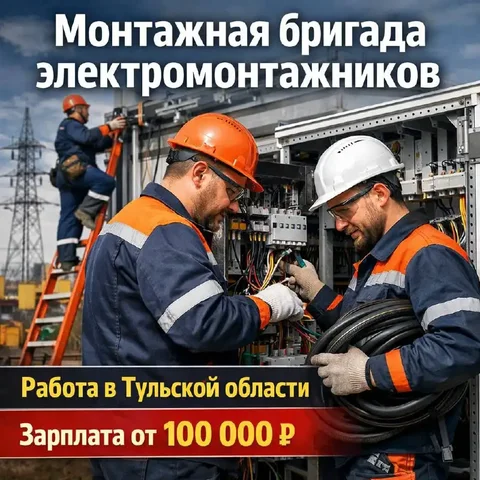 Вакансия монтажной бригады электромонтажников - Работа в Тульская область