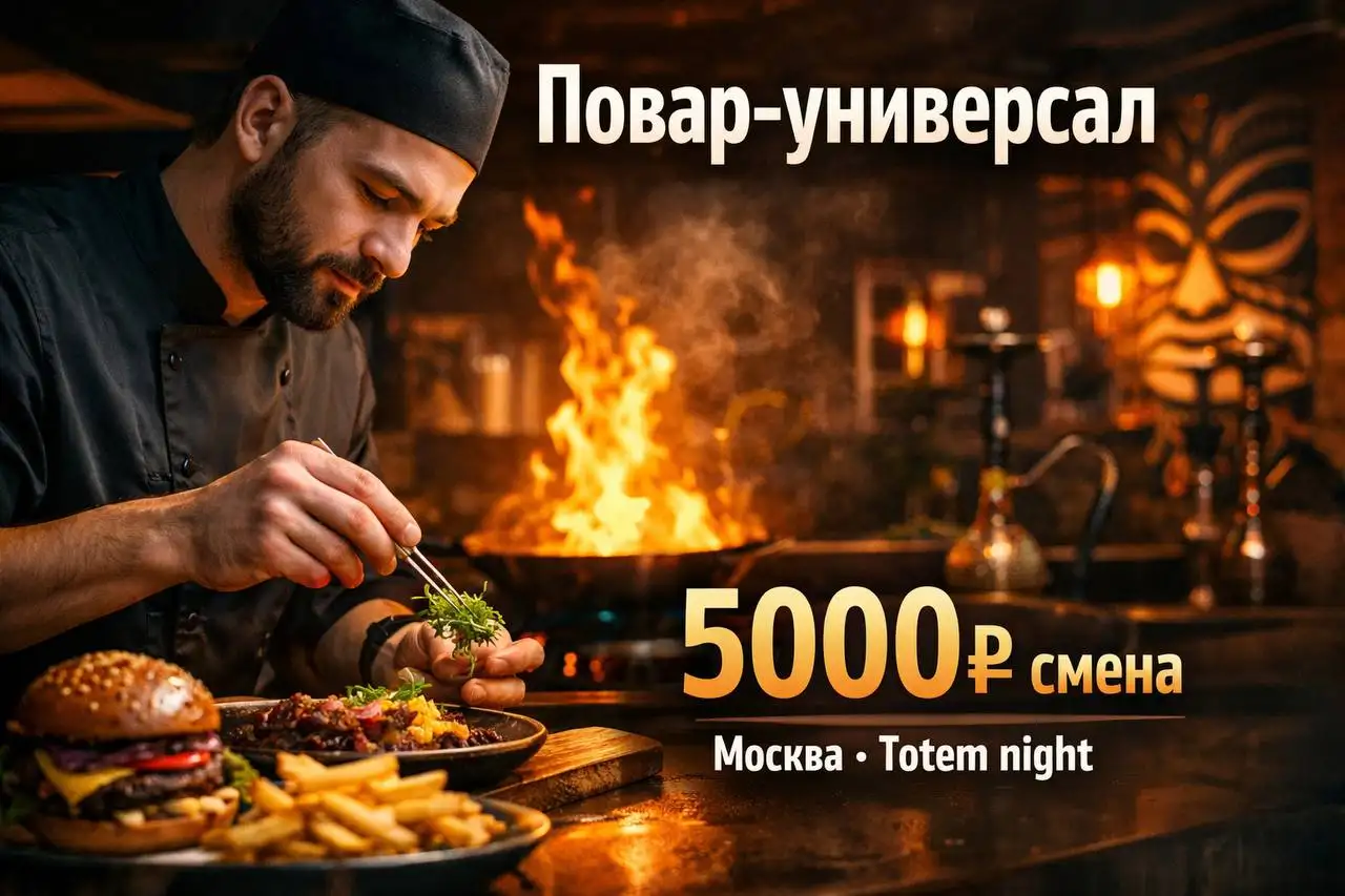 Вакансия повара-универсала в кальянной Totem night - Вакансии (Работа) в Москва