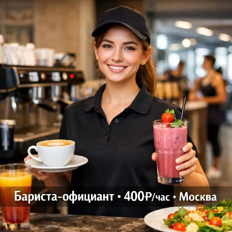 Вакансия бариста-официанта в сети фитнес-кафе - Работа в Москва