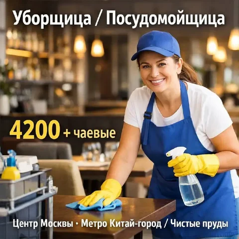 Вакансия уборщицы/посудомойщицы в ресторане в центре Москвы - Уборка, посудомойка в Москва