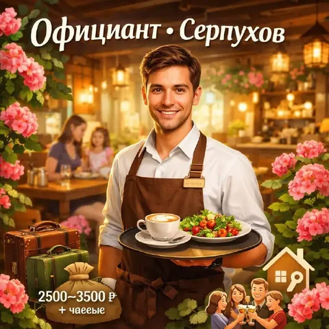 Вакансия официанта в семейном кафе «Герани» - Вакансии в сфере общественного питания в Серпухов