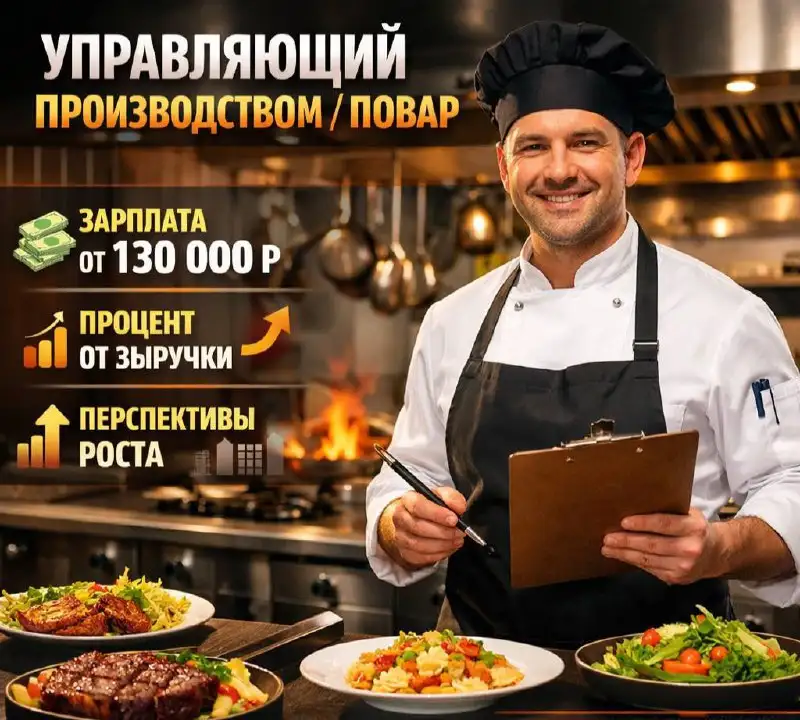 Вакансия управляющего производством/повара в ресторане - Вакансии в ресторанном бизнесе (Работа) в Коммунарка