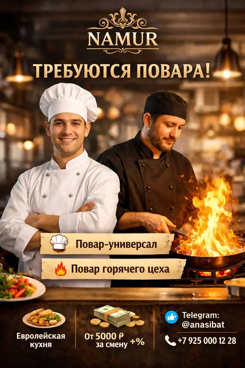 Вакансия повара-универсала и повара горячего цеха в кафе Namur - Общественное питание (Работа) в Москва