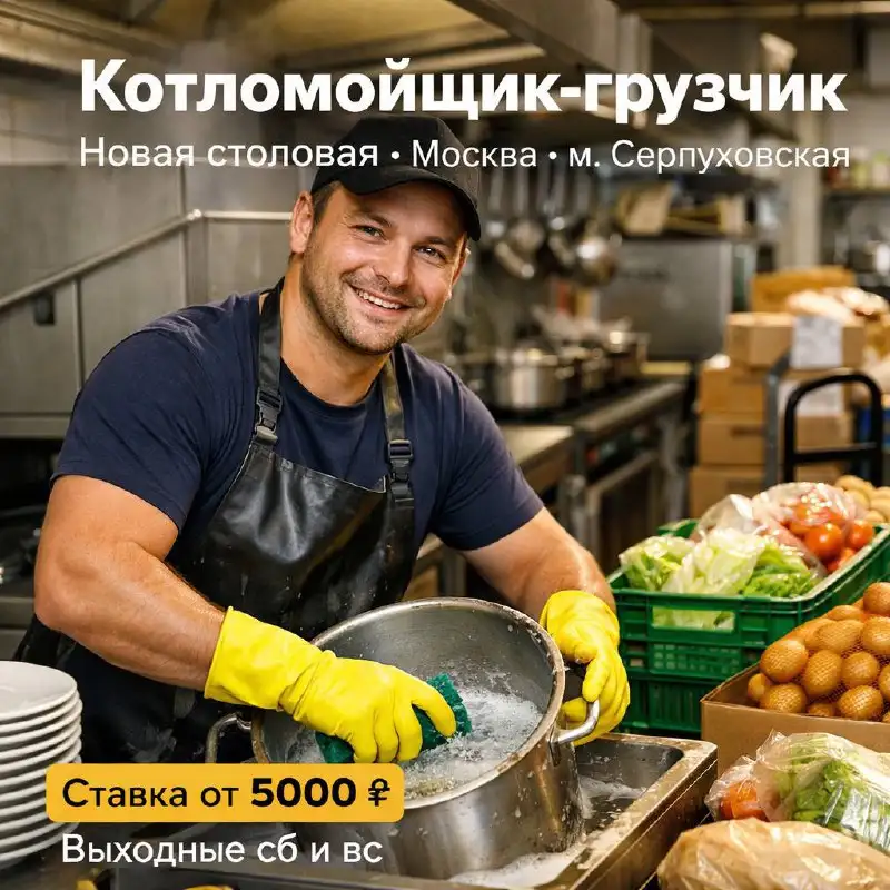 Вакансия котломойщика-грузчика в новой столовой - Работа в Москва