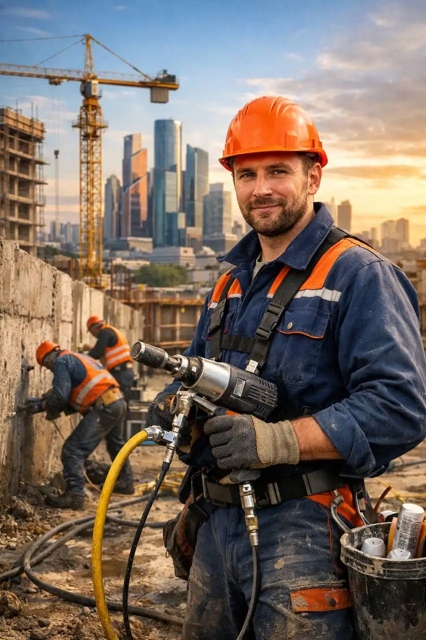 Рабочий на стройку — инъекционная гидроизоляция - Строительство (Работа) в Москва