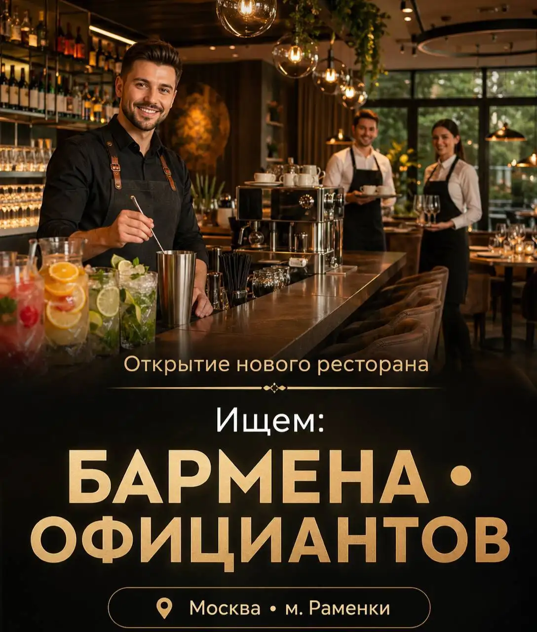Вакансия бармена/официанта - Рестораны/Кафе (Работа) в Москва