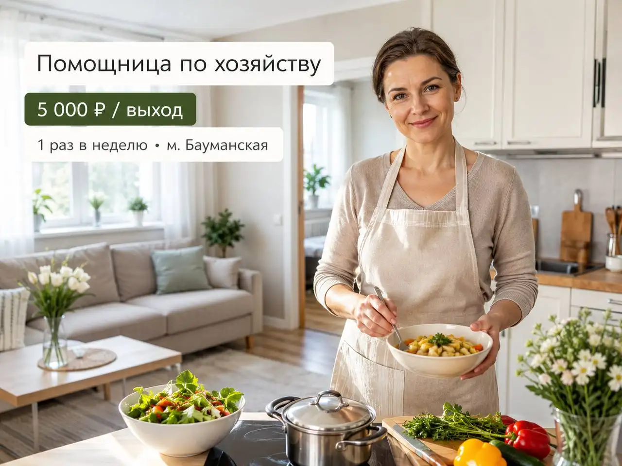 Помощница по хозяйству - Клининг и бытовые услуги (Работа) в Москва