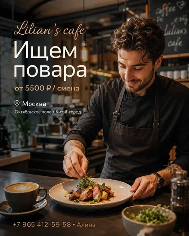 Вакансия повара - частное объявление в Москва