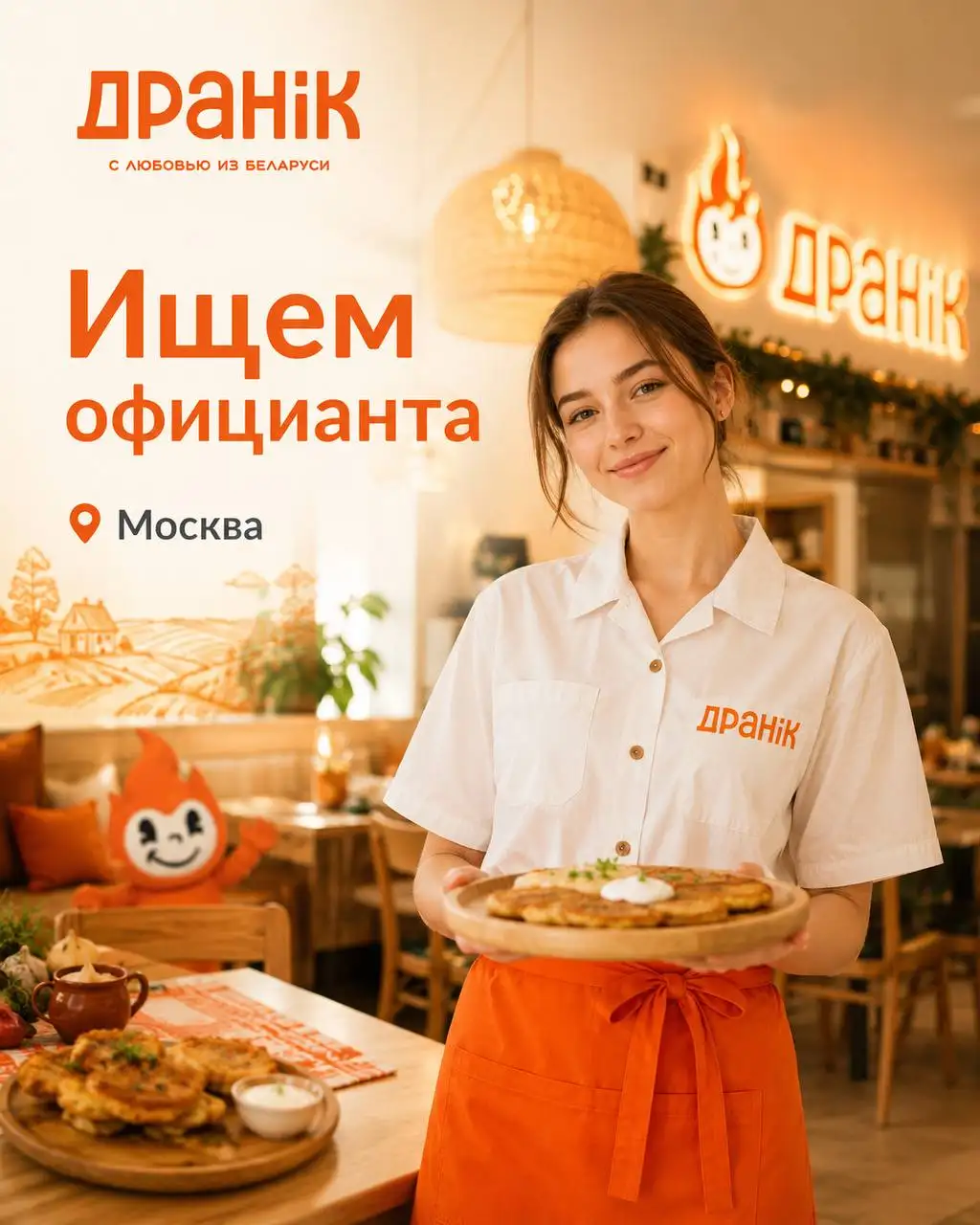 Официант в ресторан белорусской кухни - Официант (Работа) в Москва