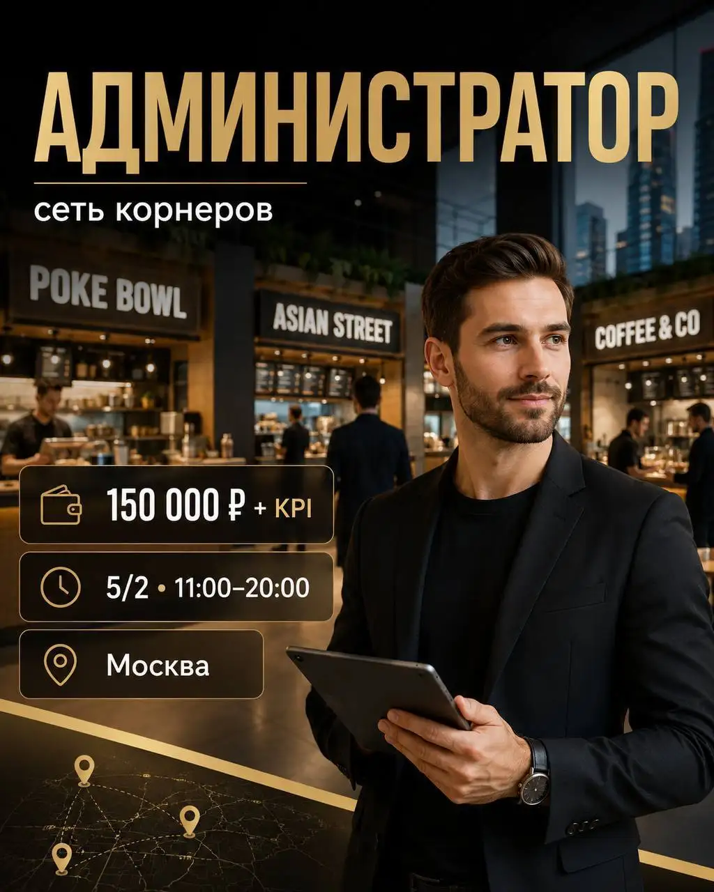 Администратор в сеть корнеров - Административный персонал (Работа) в Москва