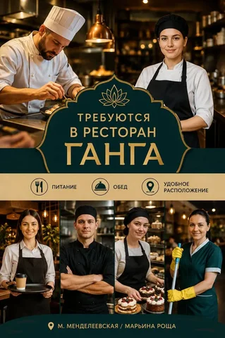 Вакансии в ресторан Ганга - Гостиницы/Рестораны/Кафе в Москва
