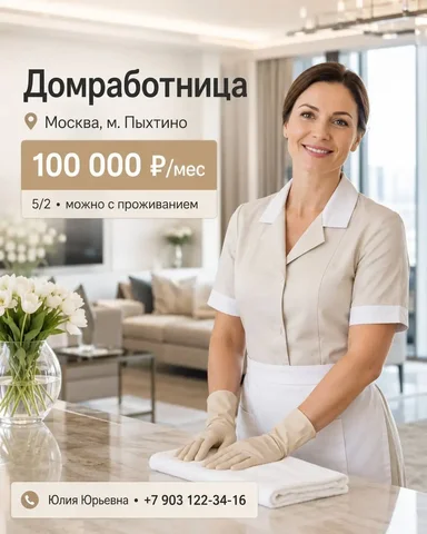 Домработница от 100 000₽ - частное объявление в Москва