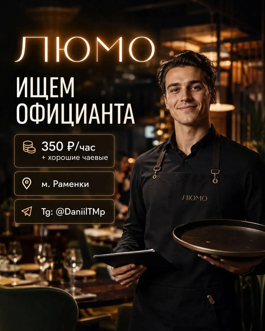 Официант - Рестораны/Кафе (Работа) в Москва
