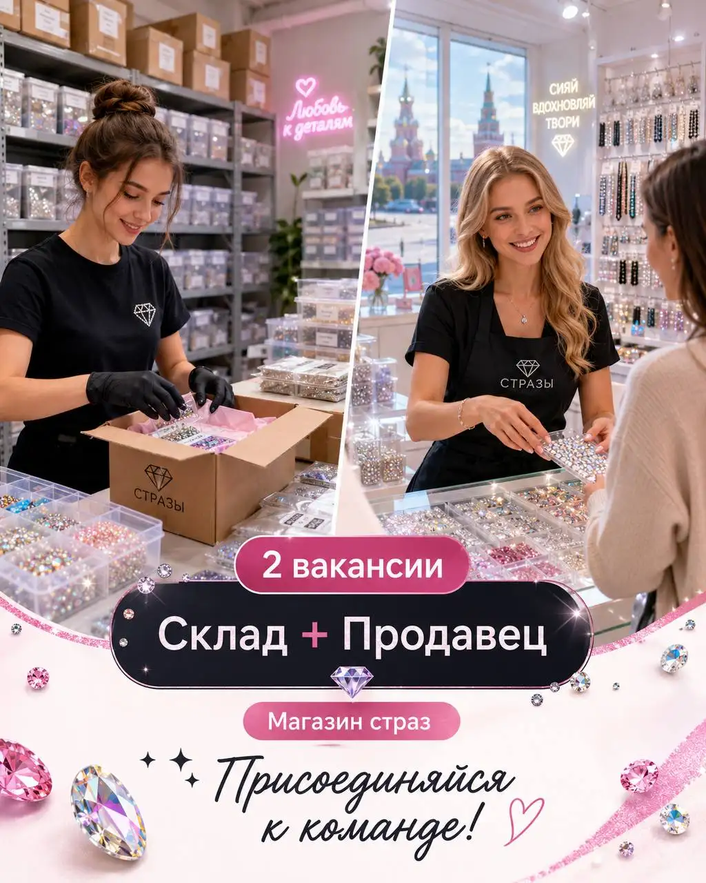 Продавец / Помощник на склад в магазин страз - Работа в Москва