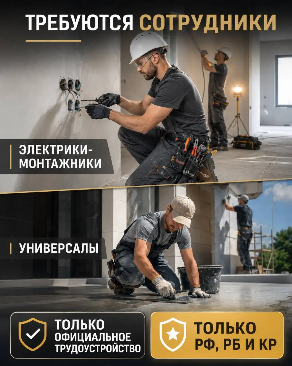 Вакансии: электрик-монтажник и мастер-универсал - Работа в Москва