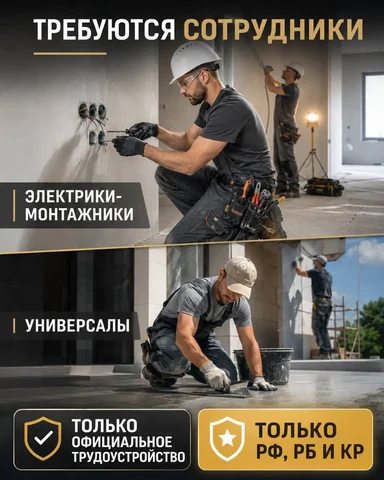 Вакансии: электрик-монтажник и мастер-универсал - Логистика в Москва
