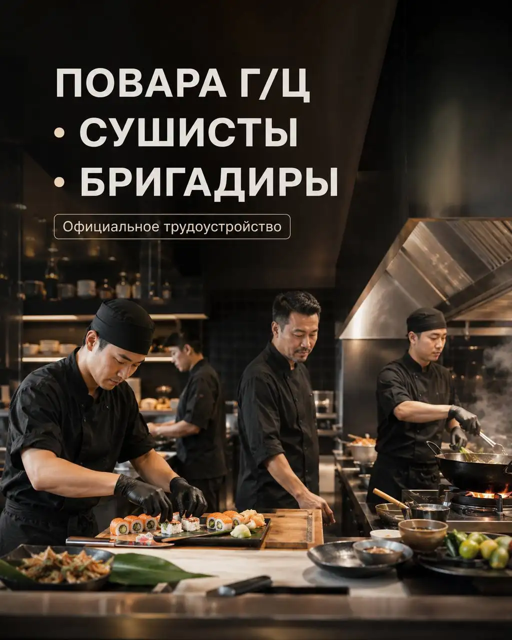Вакансия: ПОВАР ГЦ, СУШИСТ, СТАРШИЙ ПОВАР/БРИГАДИР - Повар (Работа) в Москва