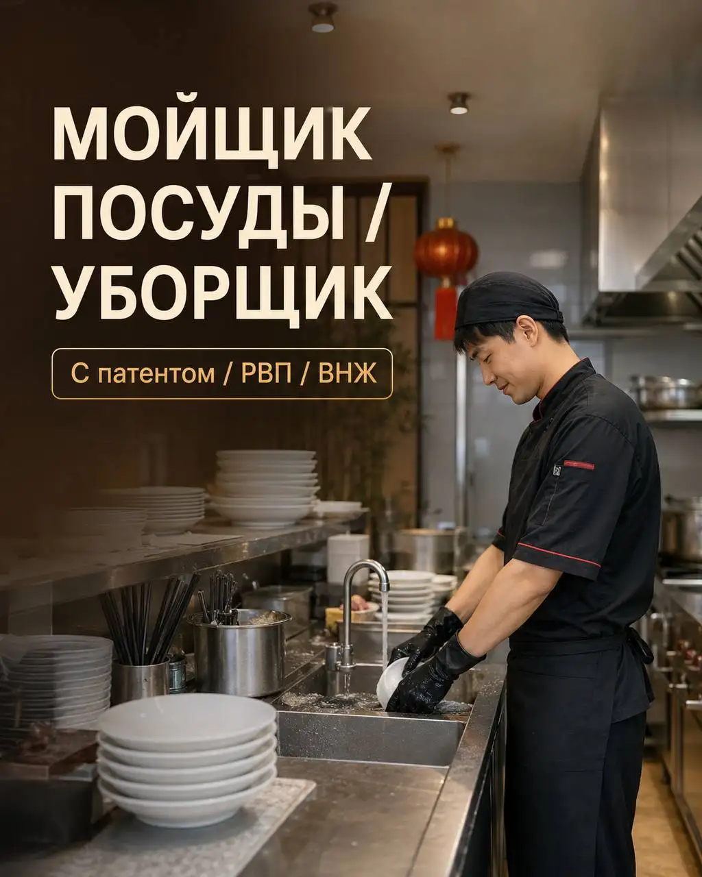 Мойщик посуды / Уборщик в китайский ресторан - Общественное питание (Работа) в Москва