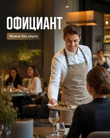 Вакансия официанта - Работа в ресторанах и кафе в Москва