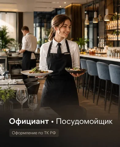 Вакансия официант и посудомойщик - Официант, Повар, Бармен в Москва