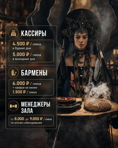 Вакансии в Парке Горького: Кассир, Бармен, Менеджер зала - Официант, Повар, Бармен в Москва