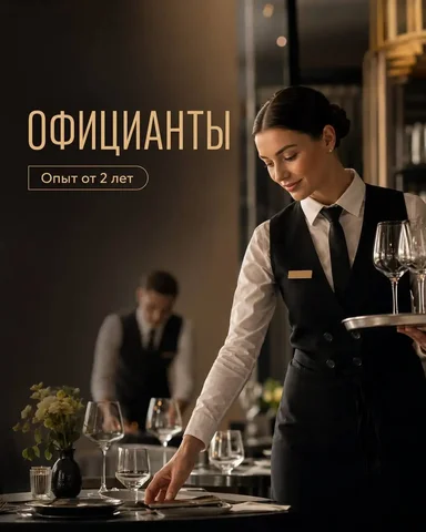 Вакансия официанта - Вакансии на производстве в Москва