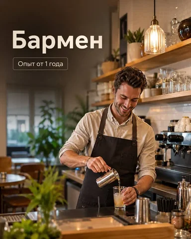 Бармен - Вакансии на производстве в Москва