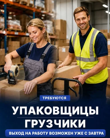 Вакансии: Упаковщица и Грузчик с зарплатой от 80 000 - 90 000 руб. - Работа в Москва