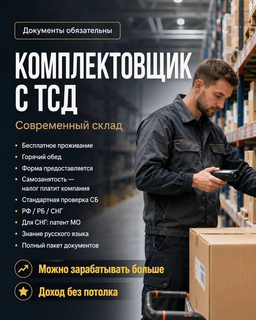 Нужен комплектовщик с ТСД - Комплектовщик (Работа) в Неизвестно
