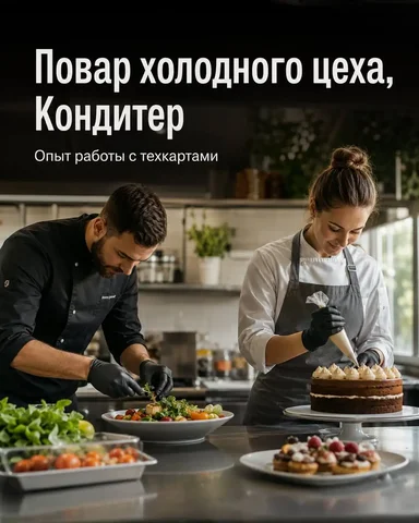ПОВАР ХОЛОДНОГО ЦЕХА / КОНДИТЕР - частное объявление в Москва