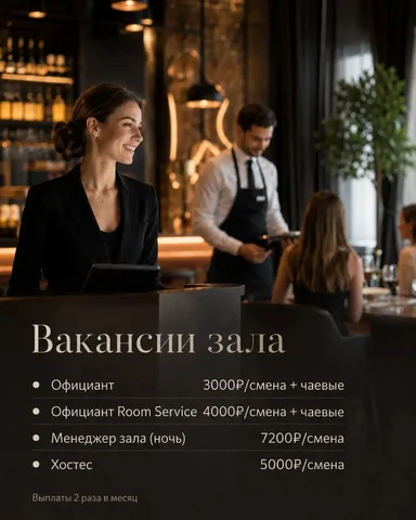 Вакансии: Официант, Менеджер зала, Хостес - Общепит в Москва