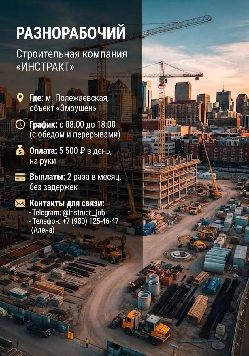 Разнорабочий в Москве - Работа в Москва