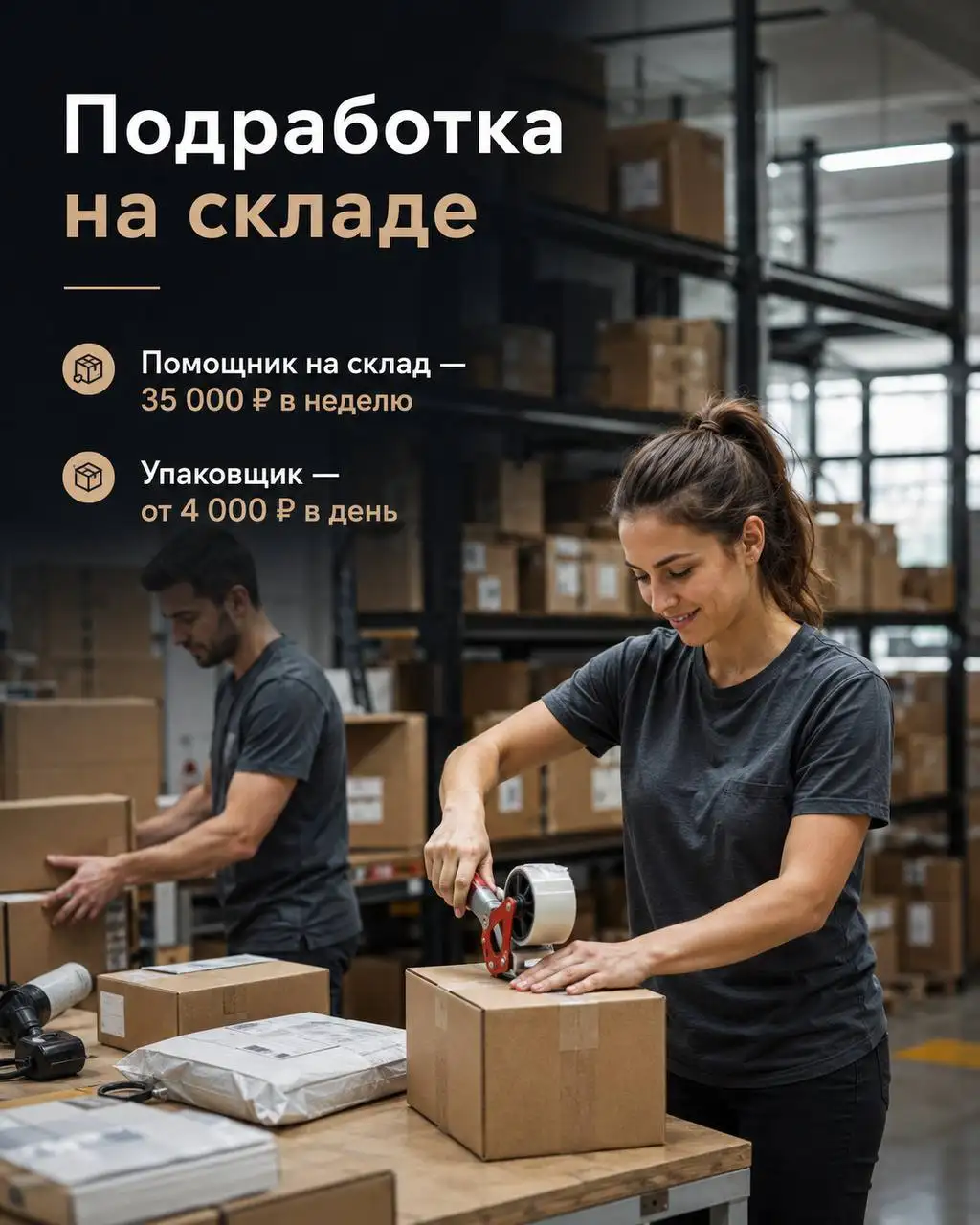 Помощник на склад / Упаковщик на склад - Работа в Москва