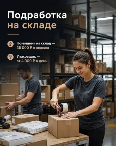 Помощник на склад / Упаковщик на склад - Уборщик в Москва