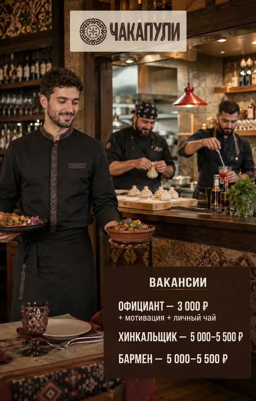 Вакансии: Официант, Хинкальщик, Бармен - Вакансии (Работа) в Москва