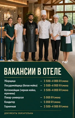 Вакансии в загородный отель Яхонты Истра - частное объявление в Истра